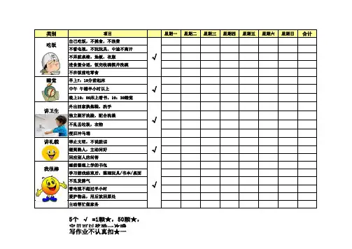 一年级学生好习惯养成表