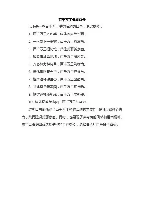百千万工植树口号
