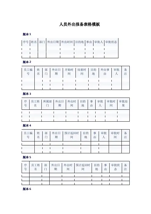 人员外出报备表格模板