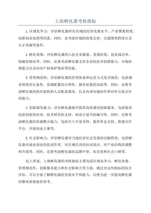 上海孵化器考核指标