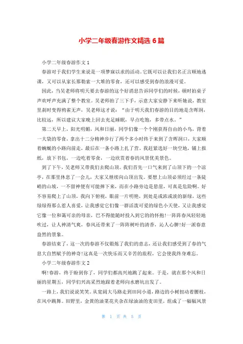 小学二年级春游作文精选6篇