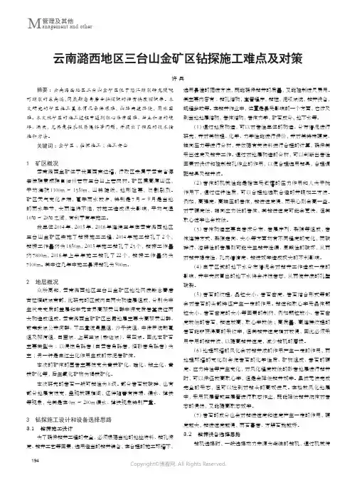 211169502_云南潞西地区三台山金矿区钻探施工难点及对策