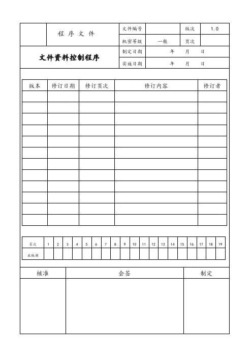 IATF16949文件资料控制程序(附表格和流程图)