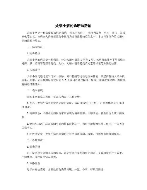 犬细小病的诊断与防治