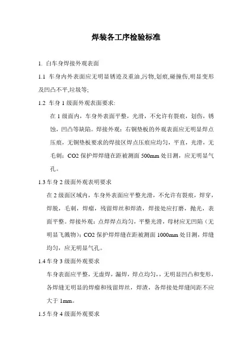 焊装各工序检验标准