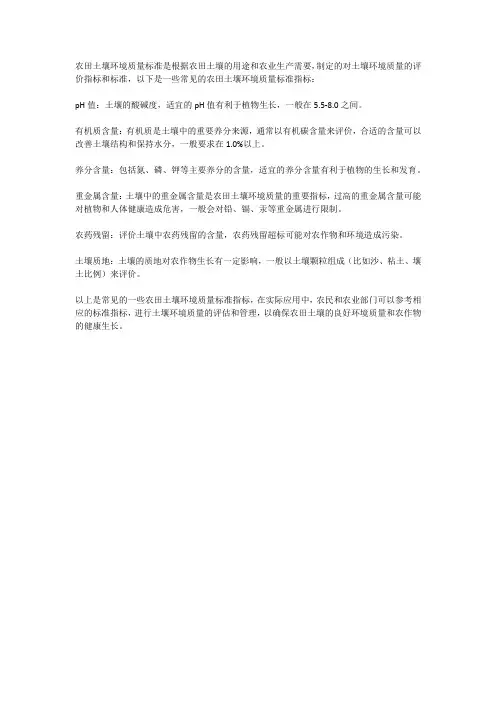 农田土壤环境质量标准
