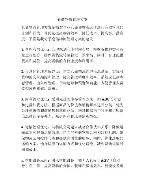 仓储物流管理方案