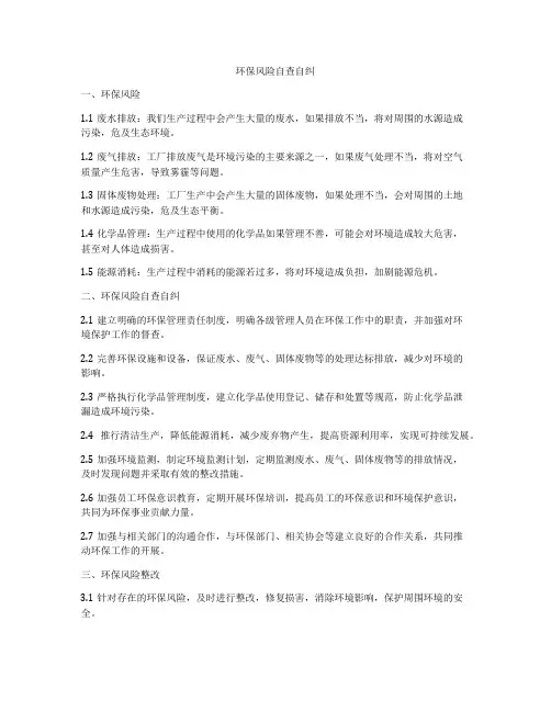 环保风险自查自纠