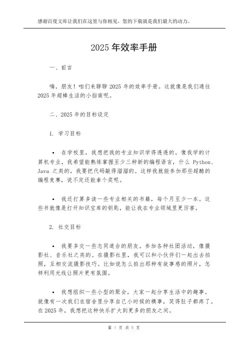 2025年效率手册