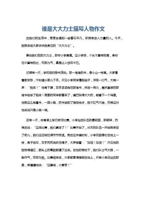 谁是大大力士描写人物作文