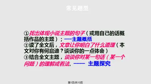 高考小说阅读主题PPT课件