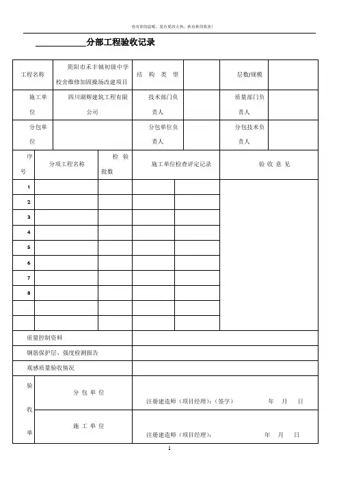 分部分项工程验收记录表