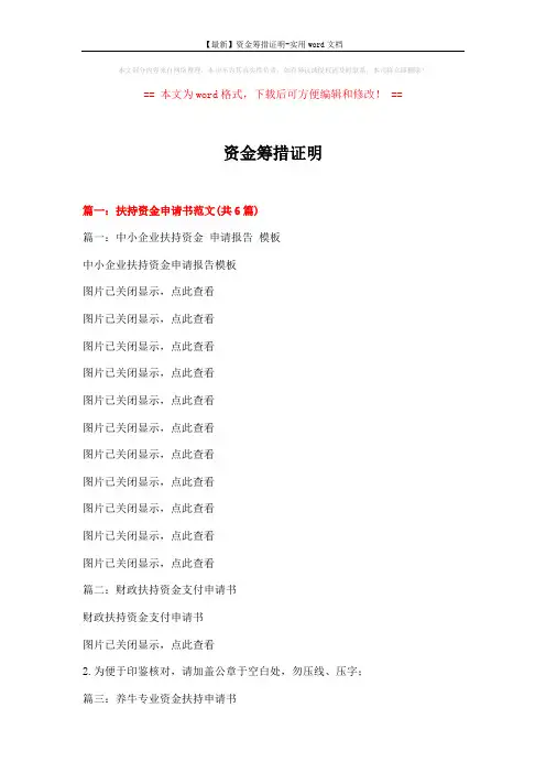 【最新】资金筹措证明-实用word文档 (14页)