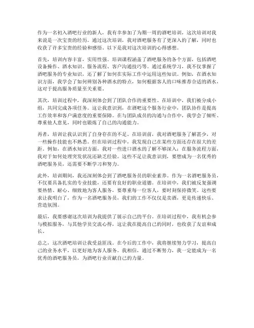 酒吧培训心得感想