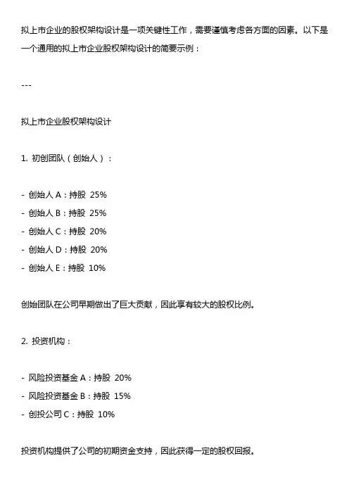 拟上市企业股权架构设计