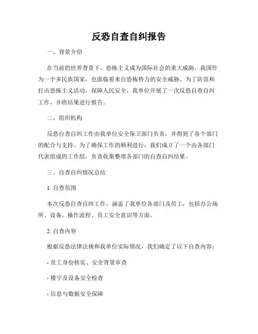 反恐自查自纠报告