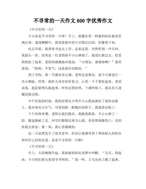 不寻常的一天作文600字优秀作文