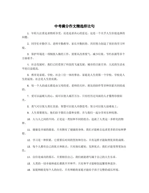 中考满分作文精选排比句