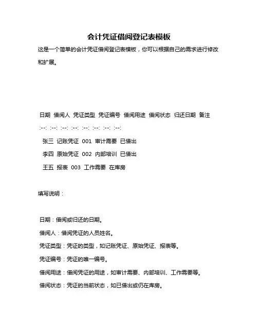 会计凭证借阅登记表模板