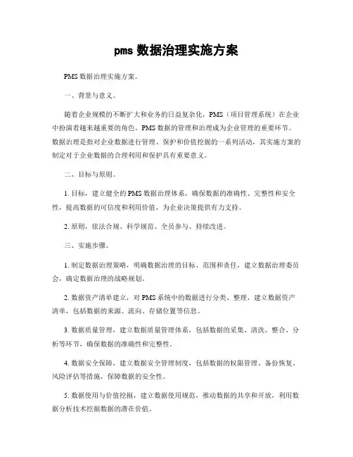 pms数据治理实施方案