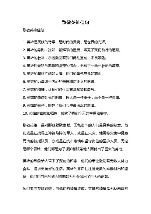 致敬英雄佳句