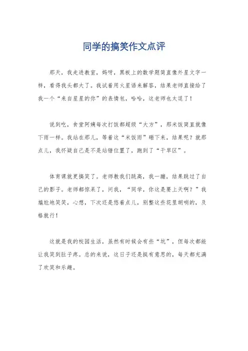 同学的搞笑作文点评