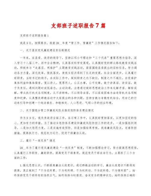 支部班子述职报告7篇