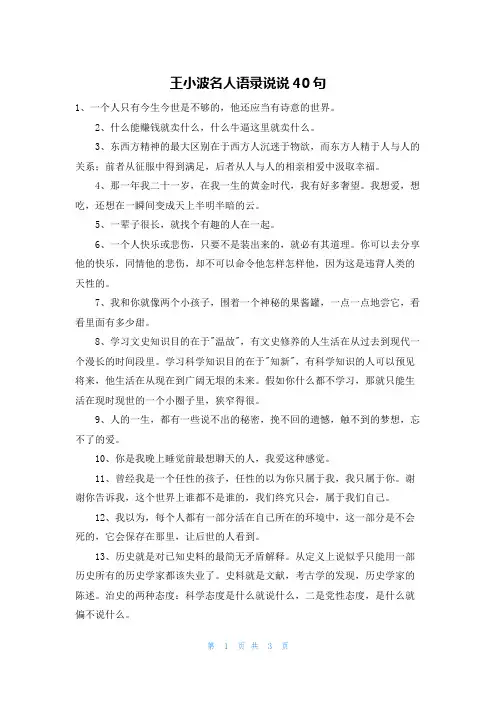 王小波名人语录说说40句