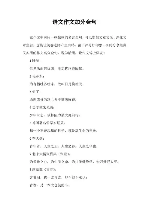 语文作文加分金句