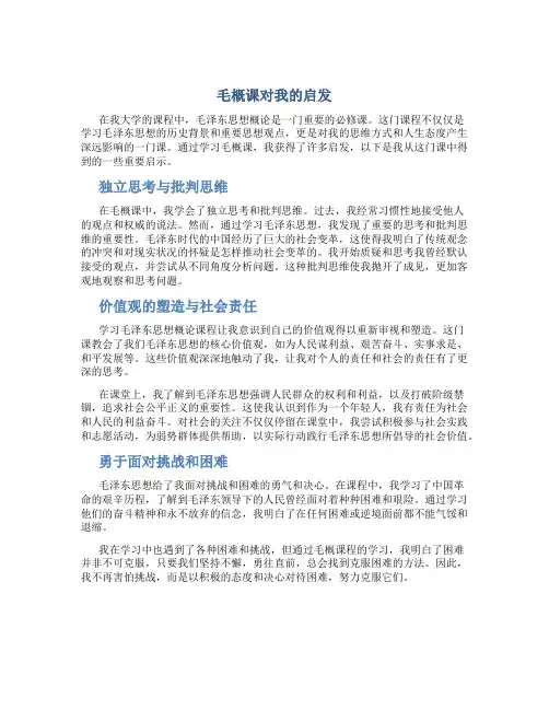 毛概课对我的启发