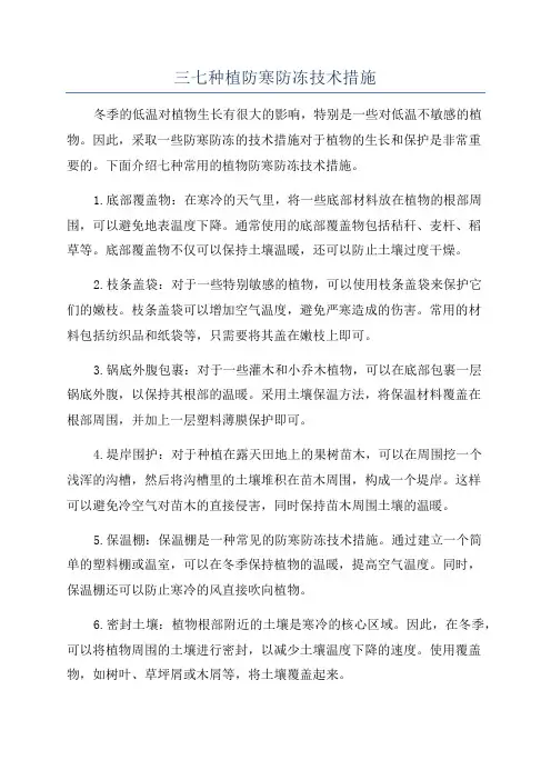 三七种植防寒防冻技术措施