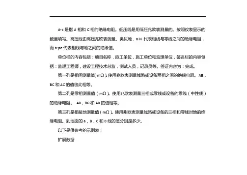 电气线路绝缘强度测试记录