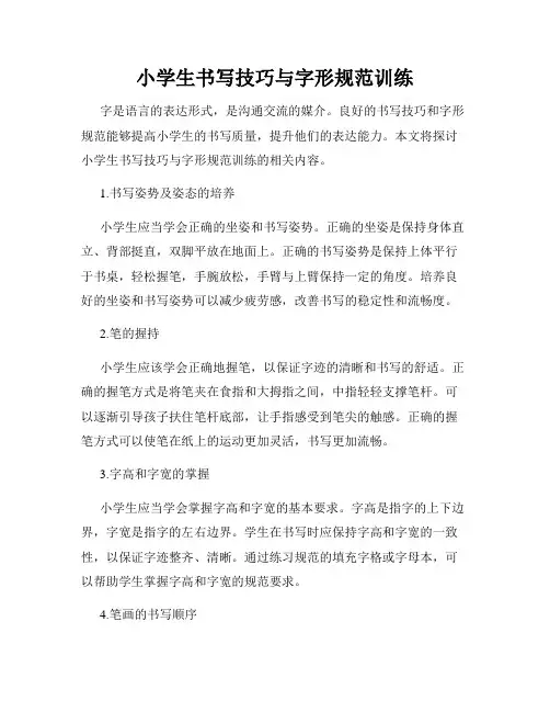 小学生书写技巧与字形规范训练