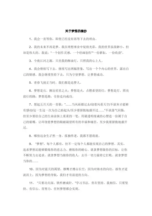 关于梦想的摘抄。