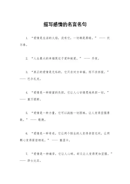 描写感情的名言名句