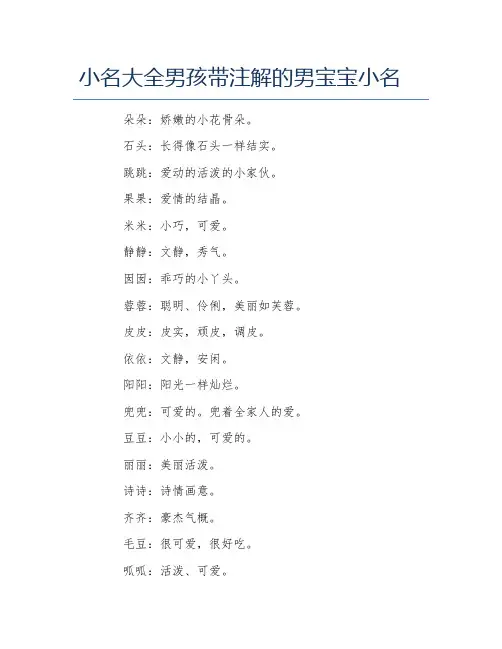 小名大全男孩带注解的男宝宝小名