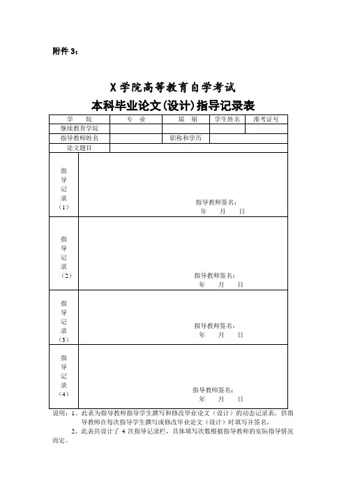 毕业论文教师指导记录表(经典模板建议收藏)