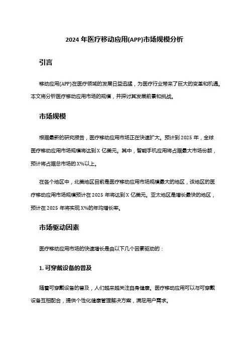 2024年医疗移动应用(APP)市场规模分析