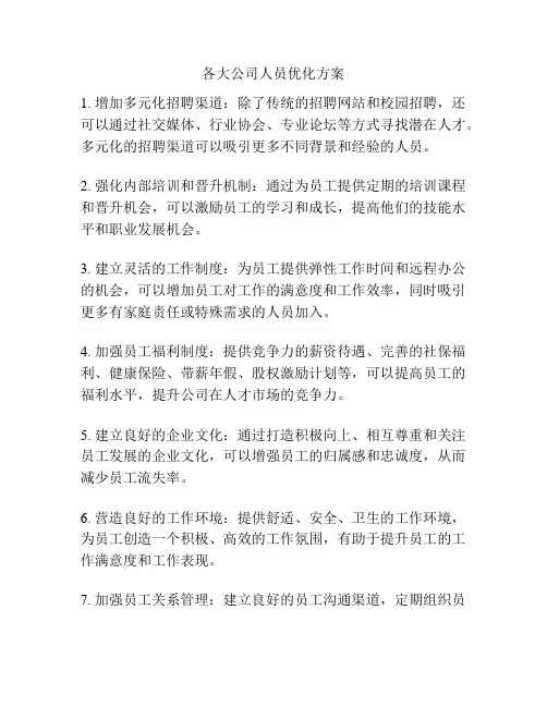 各大公司人员优化方案