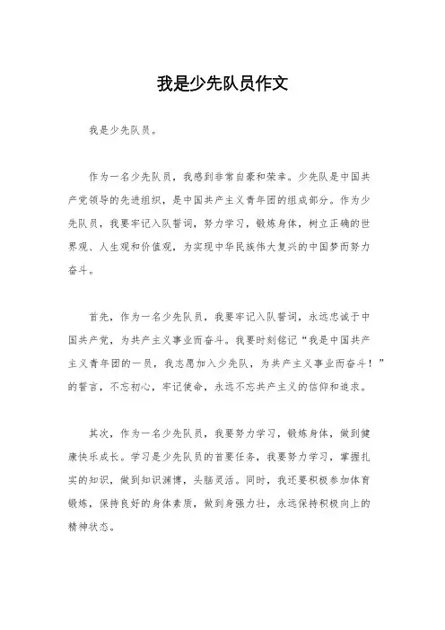 我是少先队员作文