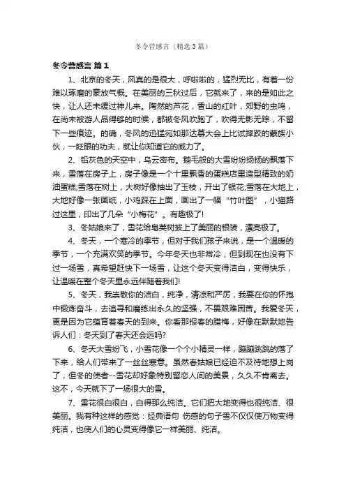冬令营感言（精选3篇）