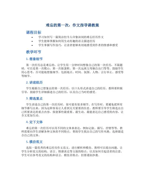 《难忘的第一次》作文指导课教案
