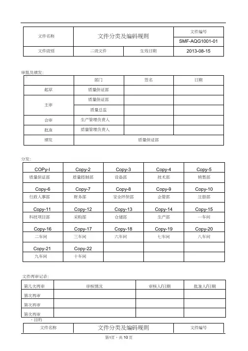 文件分类及编码规则