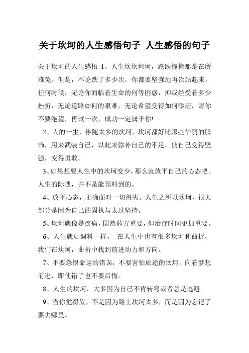 关于坎坷的人生感悟句子_人生感悟的句子