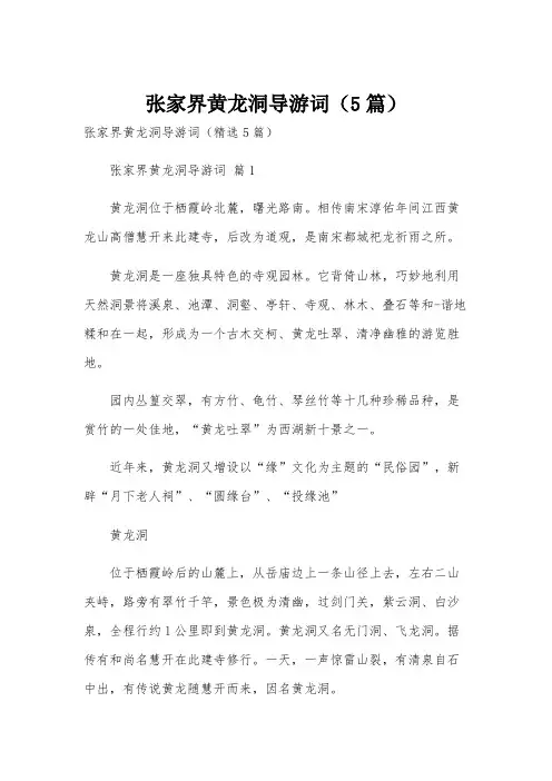 张家界黄龙洞导游词(5篇)