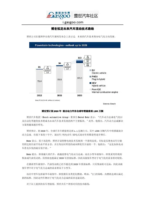 博世拟定未来汽车混动技术路线