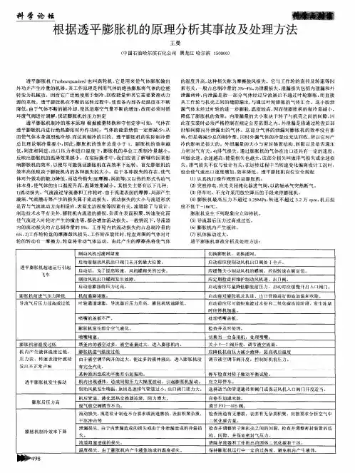 根据透平膨胀机的原理分析其事故及处理方法