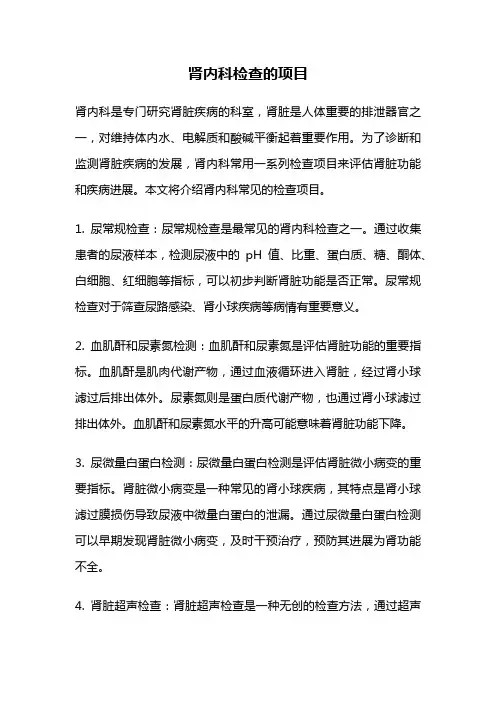 肾内科检查的项目
