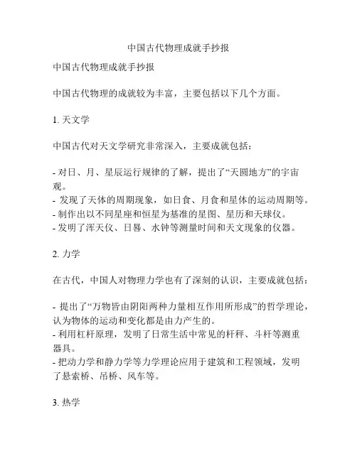 中国古代物理成就手抄报