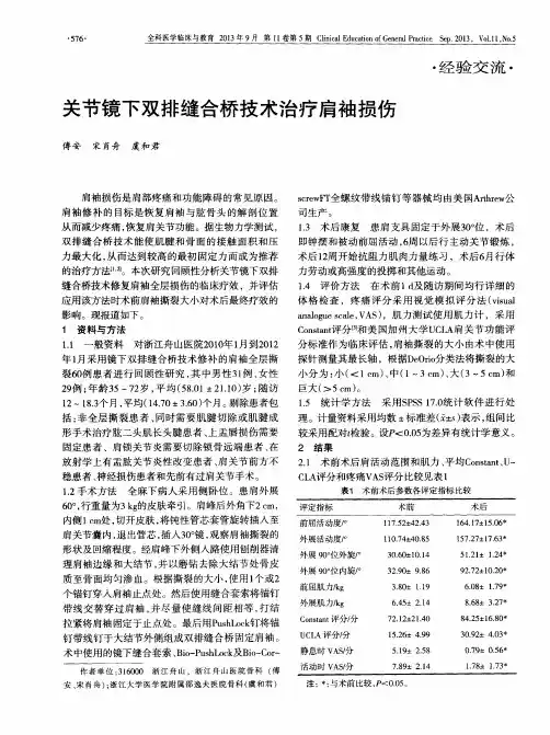 关节镜下双排缝合桥技术治疗肩袖损伤